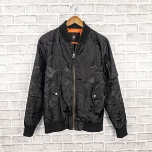 Rough Trade Gear Men's Black Camo Bomber Jacket in Size Small